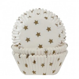 CAPSULAS BLANCA CON ESTRELLAS ORO 50 UNIDADES HOUSE OF MARIE