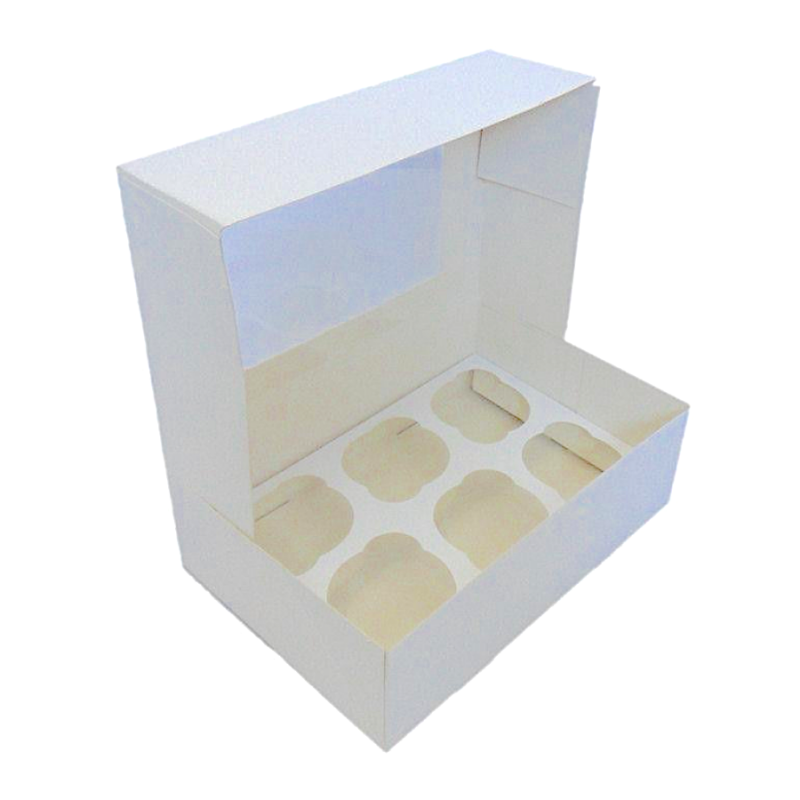 CAJA PARA 6 CUPCAKES BLANCA CON VENTANA